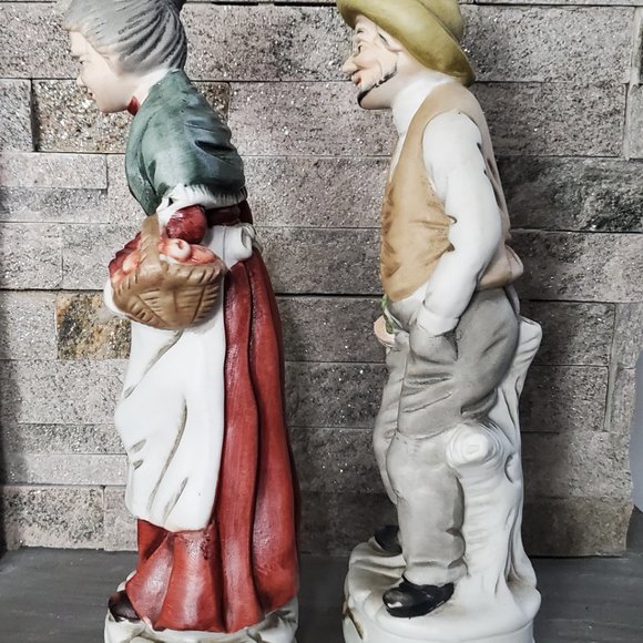 Cute Farmer & His Wife Figurines Handpainted Ceramic Countrycore Southwestern - Picture 6 of 11